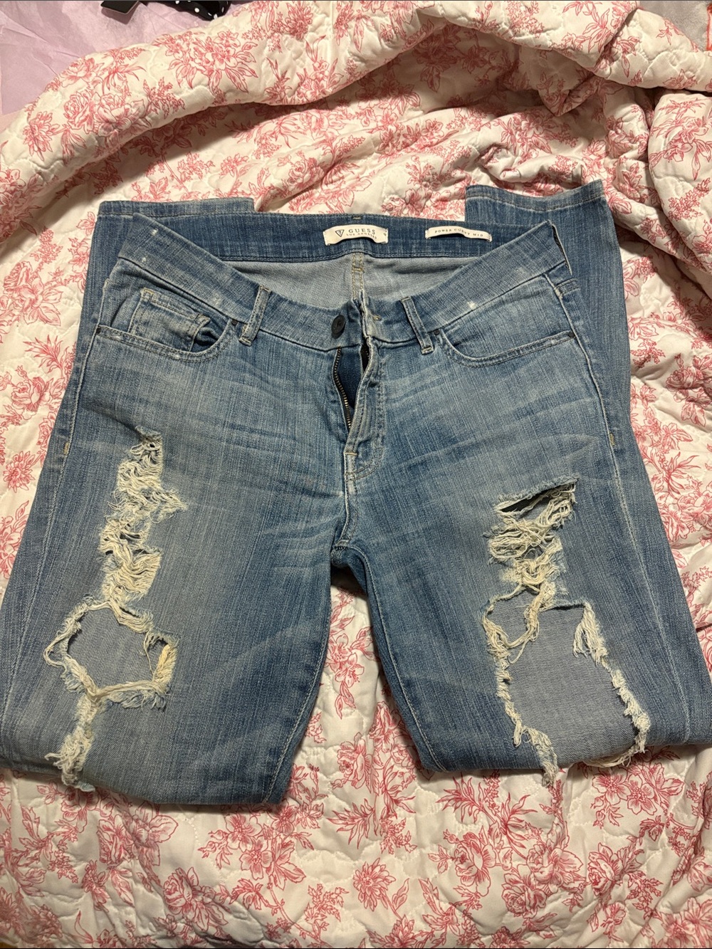 Guess Light Blue Ripped Skinny Jeans